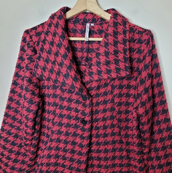 Lulu B Red & Black Houndstooth Blazer Size M - Picture 3 of 8